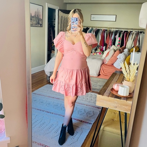 Zara Pink Flutter Sleeve Babydoll Mini Dress - Picture 6 of 8